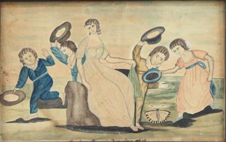 Four Children Trying to Catch Butterflies