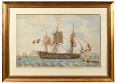The ship Dix-Août leaving Toulon harbour