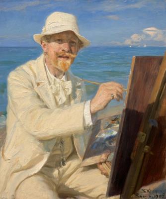 Self-Portrait, Sitting by His Easel at Skagen Beach