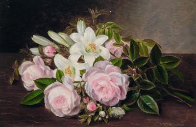 Pink Roses and Lilies