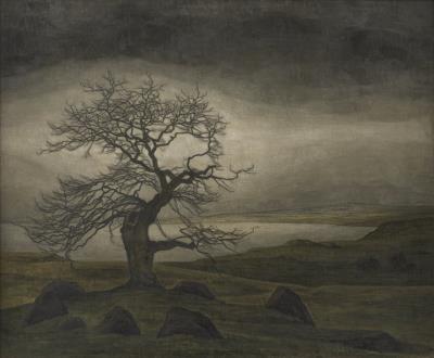 Landscape, A bare Oak Tree by Svend Hammershoi - Auction record, sale price, and art valuation. Compare with similar artists and explore comparable artworks.