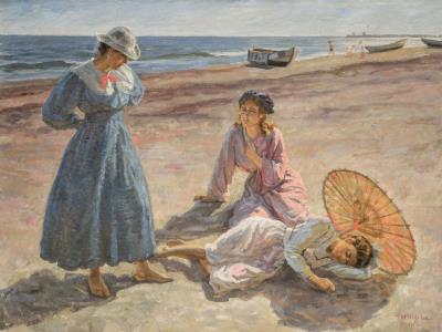Young Girls at Skagen Beach by Johannes Wilhjelm - Auction record, sale price, and art valuation. Compare with similar artists and explore comparable artworks.