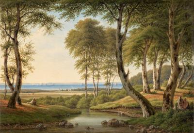 View from Dyrehaven over the Sound to the Outflow of Mølleåen
