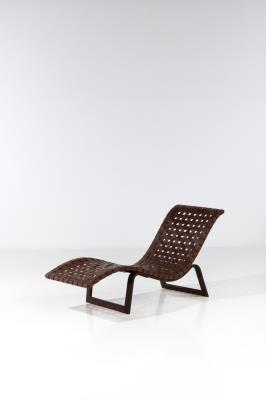 Chaise longue Imbuia and leather