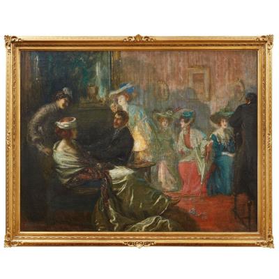 Cafe Interior by Louis Mark - Auction record, sale price, and art valuation. Compare with similar artists and explore comparable artworks.