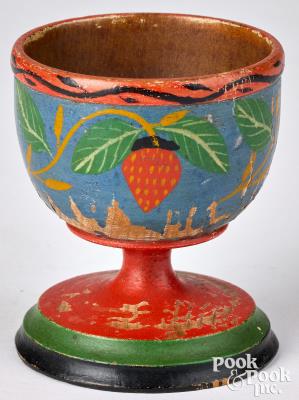 Turned and painted egg cup