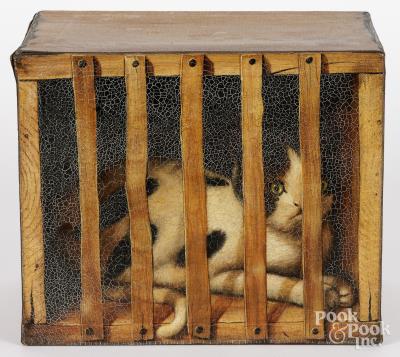 Three-dimensional cat in a crate