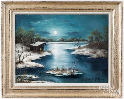 Moonlight lake side
