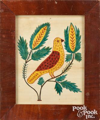 Watercolor fraktur of a parrot