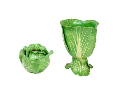 Lettuce ware vase and candlestick