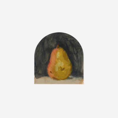 Pear on Table Against a Black Background, Arched