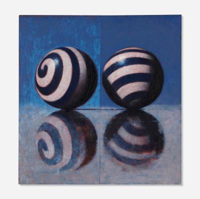 Two Thick Spirals: White and Blue