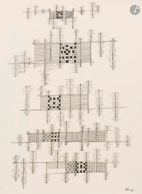Composition, 1953 by Konrad Richter - Auction record, sale price, and art valuation. Compare with similar artists and explore comparable artworks.