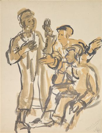 Composition No.17 (Group of three in conversation) by Joachim Weingart - Auction record, sale price, and art valuation. Compare with similar artists and explore comparable artworks.