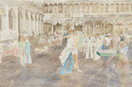 Venetian piazza scene by John Stanton Ward - Auction record, sale price, and art valuation. Compare with similar artists and explore comparable artworks.