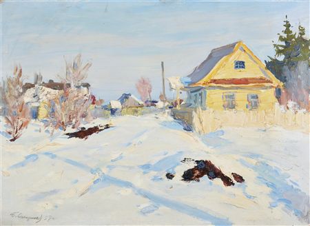 Winter scene by Boris Vladimirovich Okorokov - Auction record, sale price, and art valuation. Compare with similar artists and explore comparable artworks.