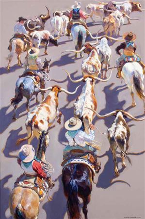 Texas Trail Riders by Xiang Zhang - Auction record, sale price, and art valuation. Compare with similar artists and explore comparable artworks.