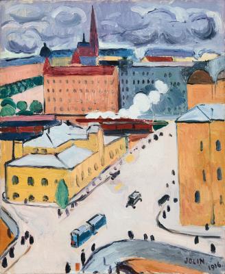 View of Kungsbroplan by Einar (Johan Einar) Jolin - Auction record, sale price, and art valuation. Compare with similar artists and explore comparable artworks.