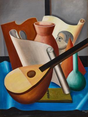 Still life with mandolin and Picasso book by Esaias Thoren - Auction record, sale price, and art valuation. Compare with similar artists and explore comparable artworks.