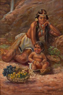 Portrait of a Native American mother and child