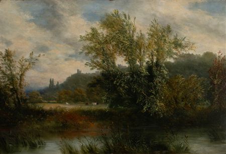 Country landscape with castle in the distance