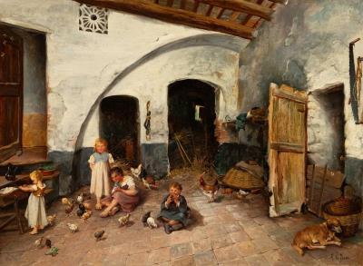 Children indoors by Antonio Ferrer Y Corriol - Auction record, sale price, and art valuation. Compare with similar artists and explore comparable artworks.