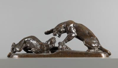 Panthers fighting by Friedrich Seidenstucker - Auction record, sale price, and art valuation. Compare with similar artists and explore comparable artworks.