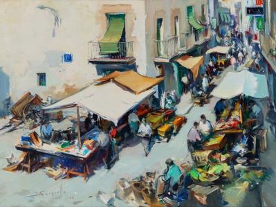 Market in Mediterranean street (Palamós)