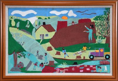 Amish Working Day by Floretta Warfel - Auction record, sale price, and art valuation. Compare with similar artists and explore comparable artworks.