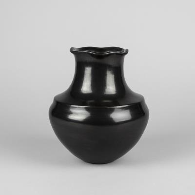 Blackware Vase with Fluted Rim