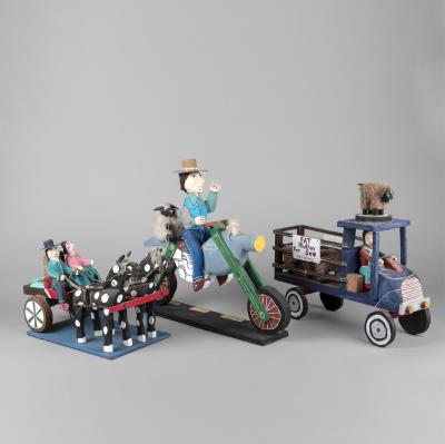 Group of Three Transportation Figurines by Delbert Buck - Auction record, sale price, and art valuation. Compare with similar artists and explore comparable artworks.