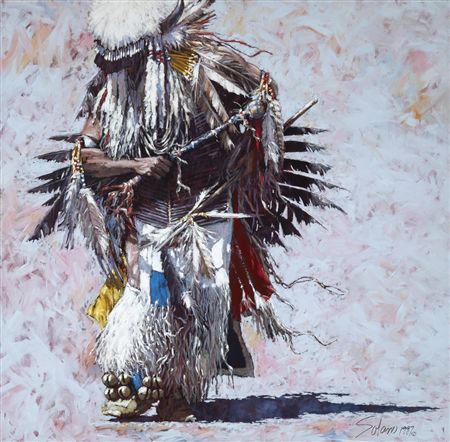 Dances with Coup Stick by Nathan Solano - Auction record, sale price, and art valuation. Compare with similar artists and explore comparable artworks.