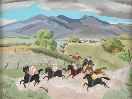 "Native Riders (Untitled)" by Barbara (Cook) Latham - Auction record, sale price, and art valuation. Compare with similar artists and explore comparable artworks.