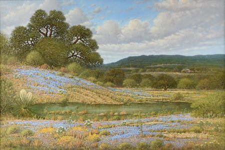 Landscape with Bluebonnets and Cardinal by Arturo Chavez - Auction record, sale price, and art valuation. Compare with similar artists and explore comparable artworks.
