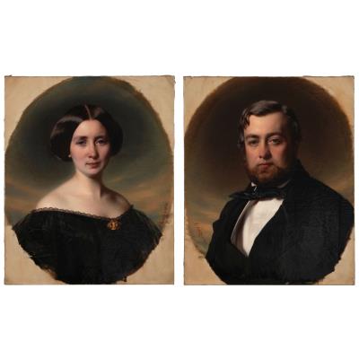 Portrait of a Man in a Dark Suit and Portrait of a Woman with a Brooch (A Pair) by Louis Coblitz - Auction record, sale price, and art valuation. Compare with similar artists and explore comparable artworks.