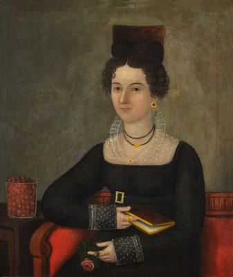 Lady on a Red Sofa