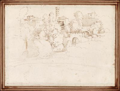 A Fortified Hill Town, probably a view of Lucca