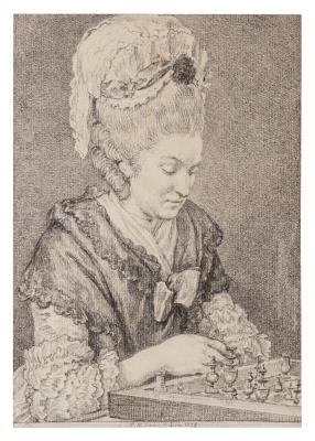 An Elegant Woman Playing Chess
