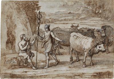Mercury returning the cattle of Admetus to Apollo