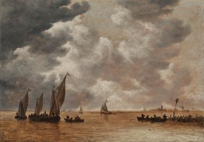 Estuary Scene with a Distant View of Woudrichem