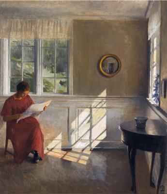Interiør med læsende dame (Interior with Woman Reading)