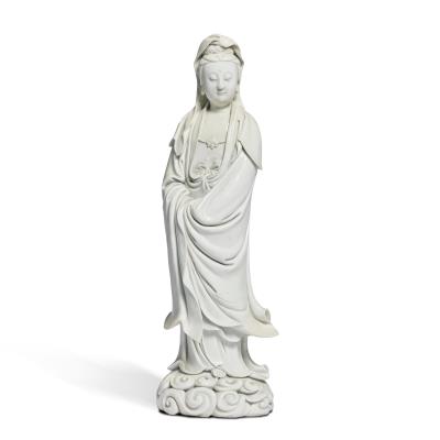 A 'Dehua' white-glazed standing figure of Guanyin