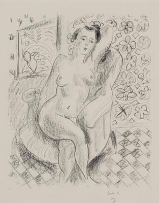 Nude on a chair on a moucharabieh background