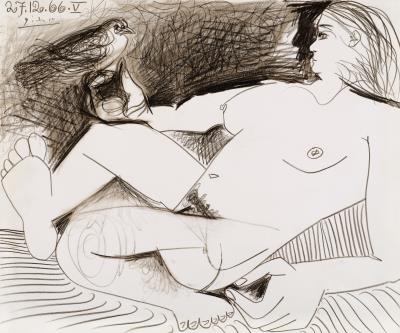 Nude Lying with the Bird