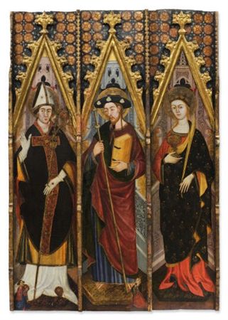 Bishop Saint, Saint James, and Saint Lucy With Donor Figures