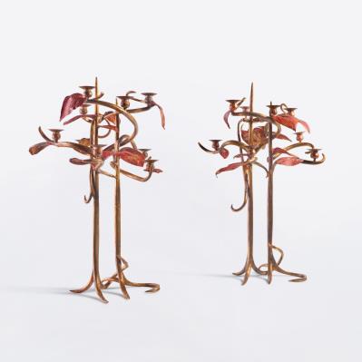 Pair of "Structure Végétale" Candelabra