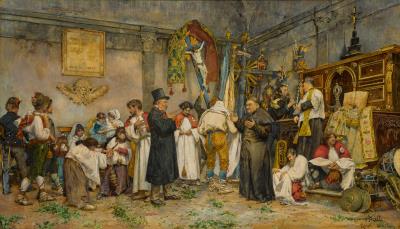 In the Sacristy, before the Procession