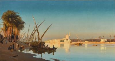 Unloading hay bales on the Nile