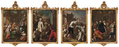 The sick dog; Commedia dell'arte characters; A street scene; The ball (4)