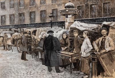 The Flea Market in the Faubourg Saint-Antoine by Louis Malteste - Auction record, sale price, and art valuation. Compare with similar artists and explore comparable artworks.